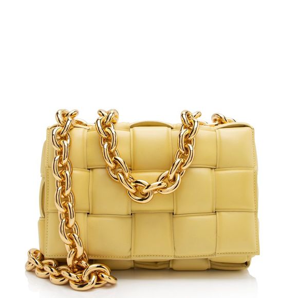 Bottega Veneta Handbags - Bottega Veneta Lambskin Cassette Chain Maxi Shoulder Bag